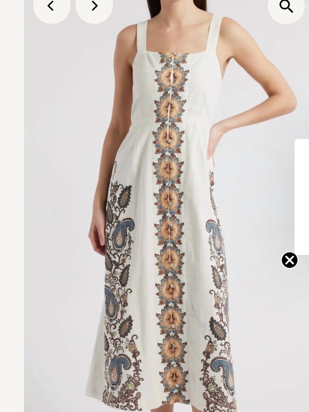 Embroidered Cream Maxi Dress with Paisley Trim
